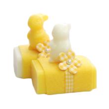 Schapenmelkzeep 100g, gedecoreerd met een zeepkonijn 23g, klassiek