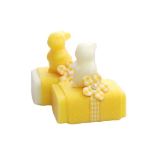 Schapenmelkzeep 100g, gedecoreerd met een zeepkonijn 23g, klassiek